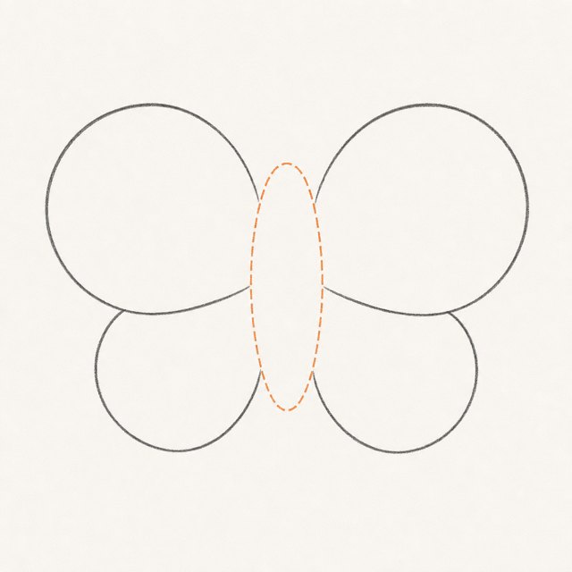 butterfly drawing at step 1
