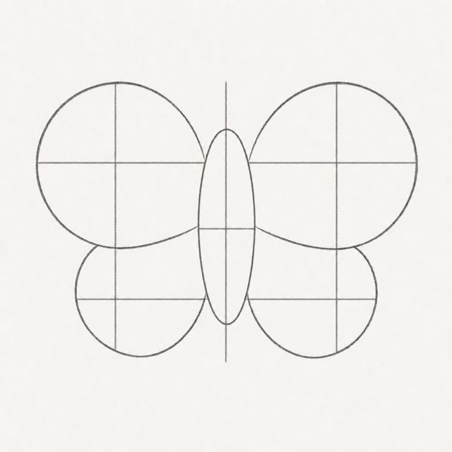 butterfly drawing at step 2
