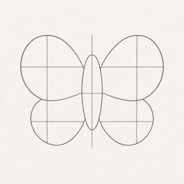 butterfly drawing at step 3
