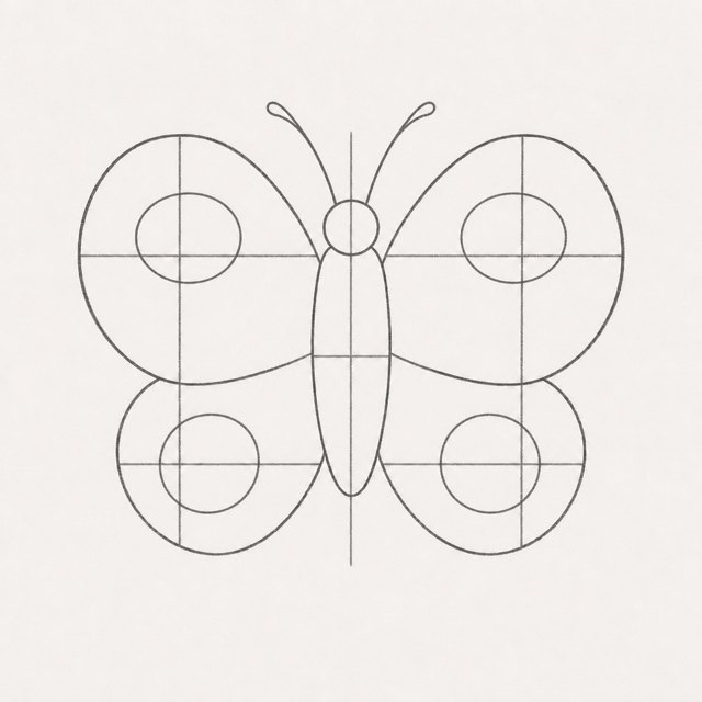 butterfly drawing at step 4