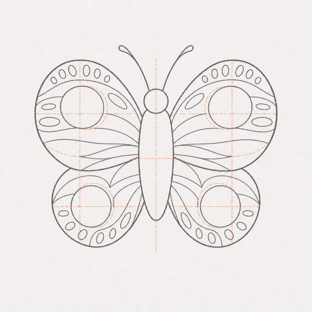 butterfly drawing at step 5