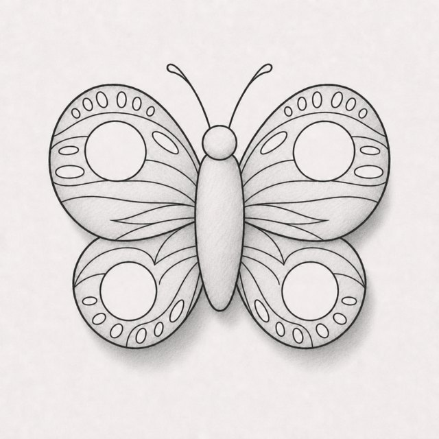 butterfly drawing at step 7