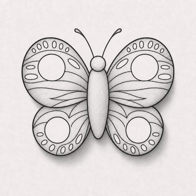 butterfly drawing at step 8