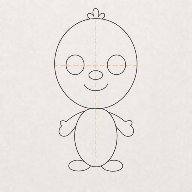 cartoon character drawing at step 5