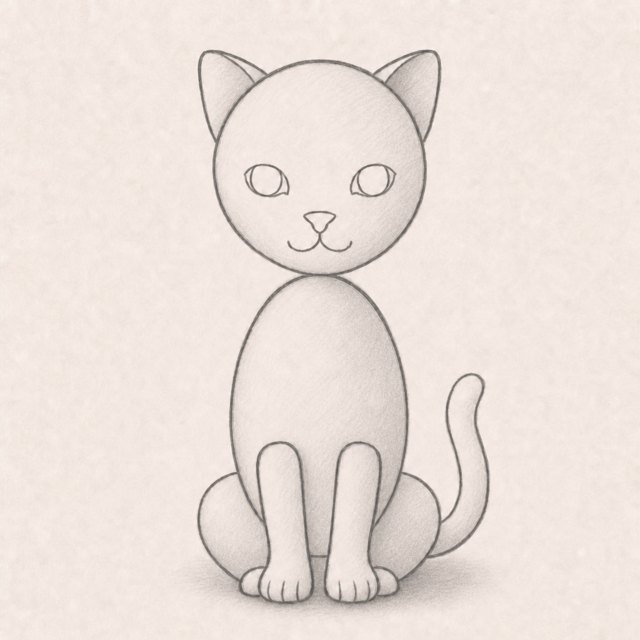 cat drawing at step 7