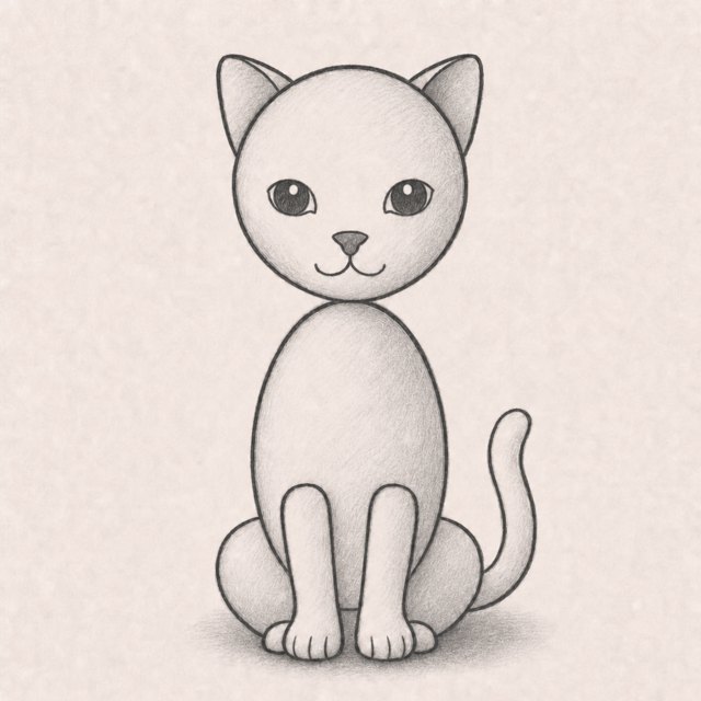 cat drawing at step 8