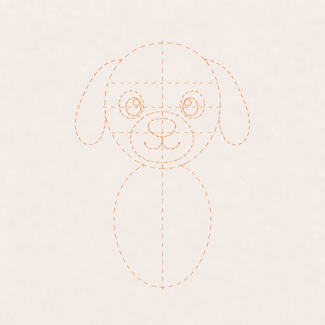 dog drawing at step 4
