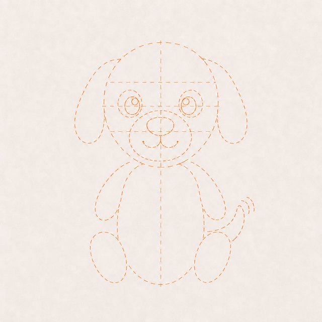 dog drawing at step 5