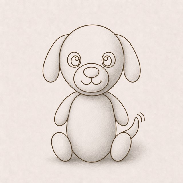 dog drawing at step 7