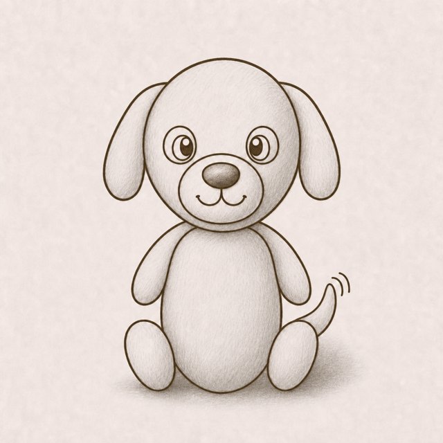 dog drawing at step 8