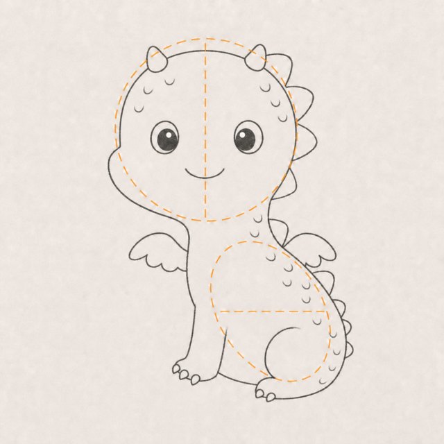 dragon drawing at step 5