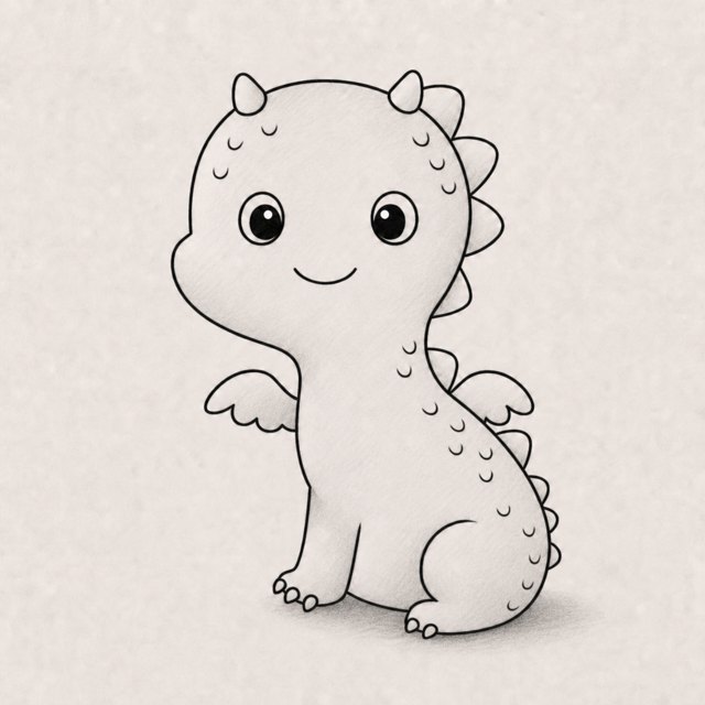 dragon drawing at step 7