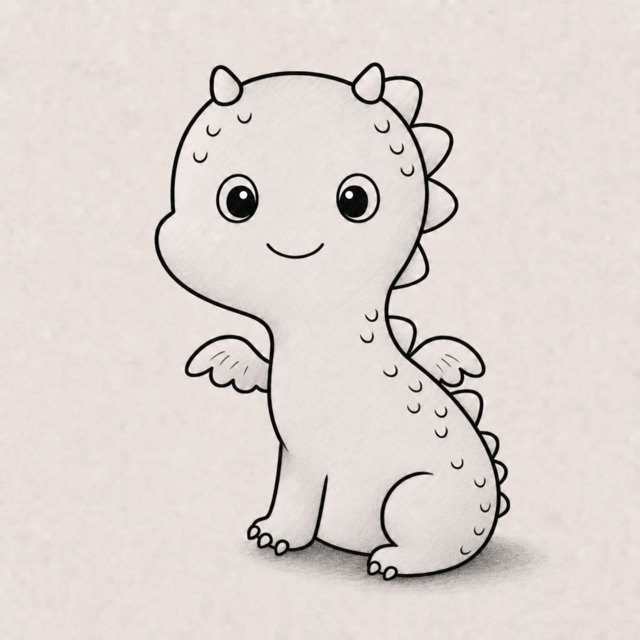 dragon drawing at step 8