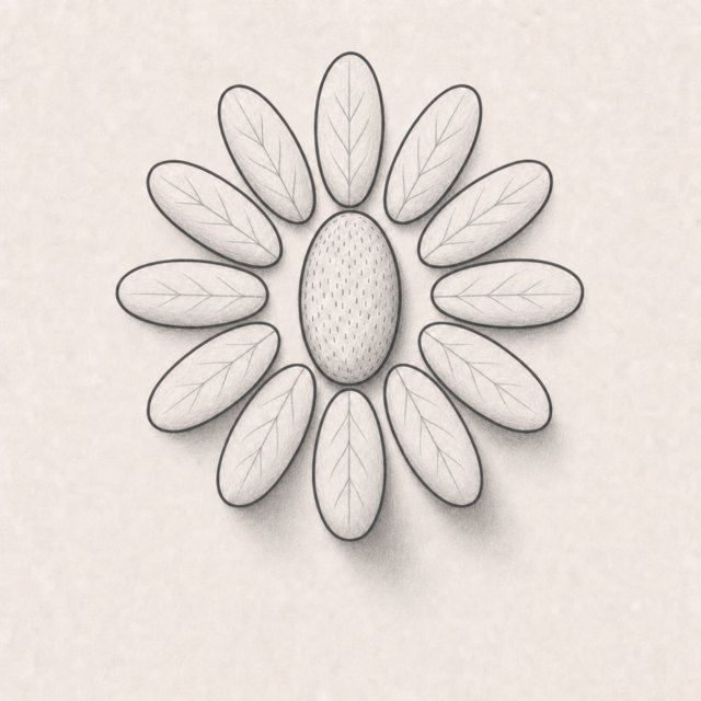 flower drawing at step 8