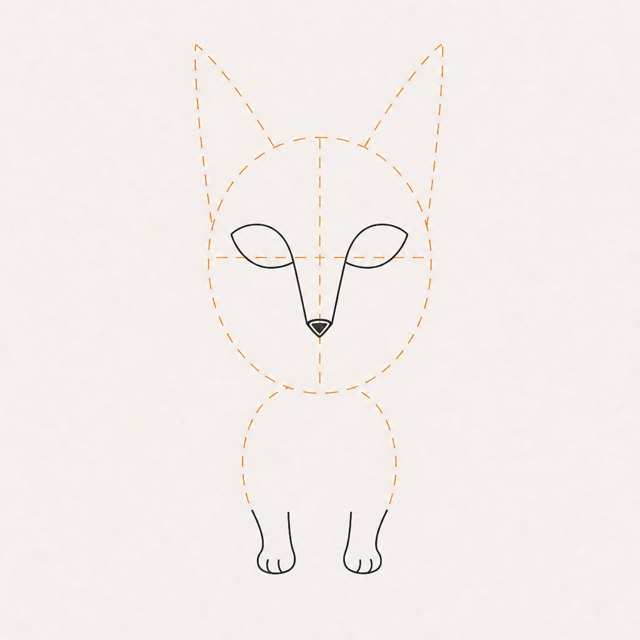 fox drawing at step 4
