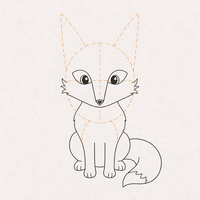 fox drawing at step 5