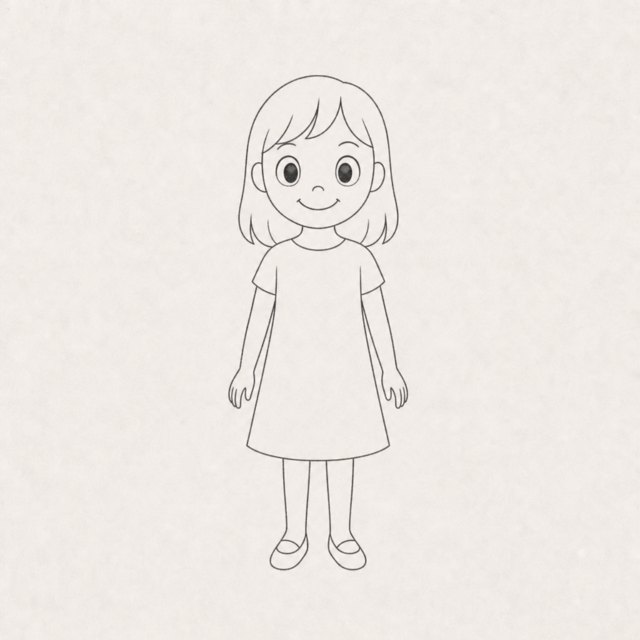 girl drawing at step 5