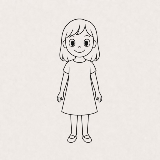 girl drawing at step 6