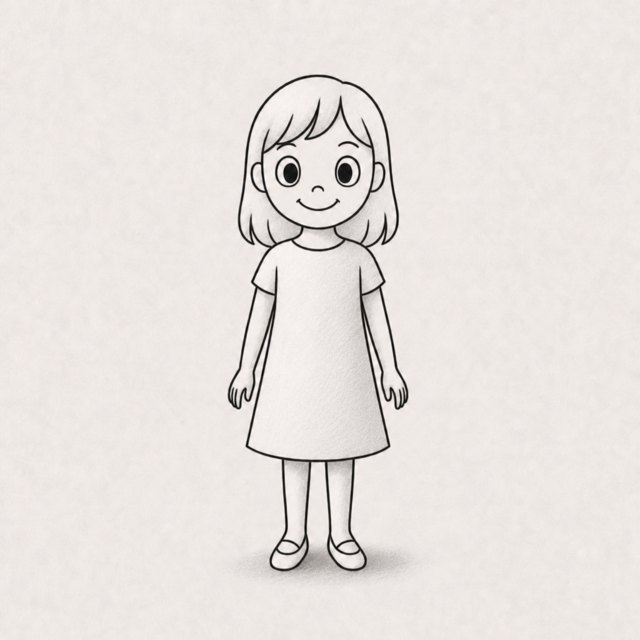 girl drawing at step 7