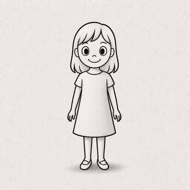 girl drawing at step 8