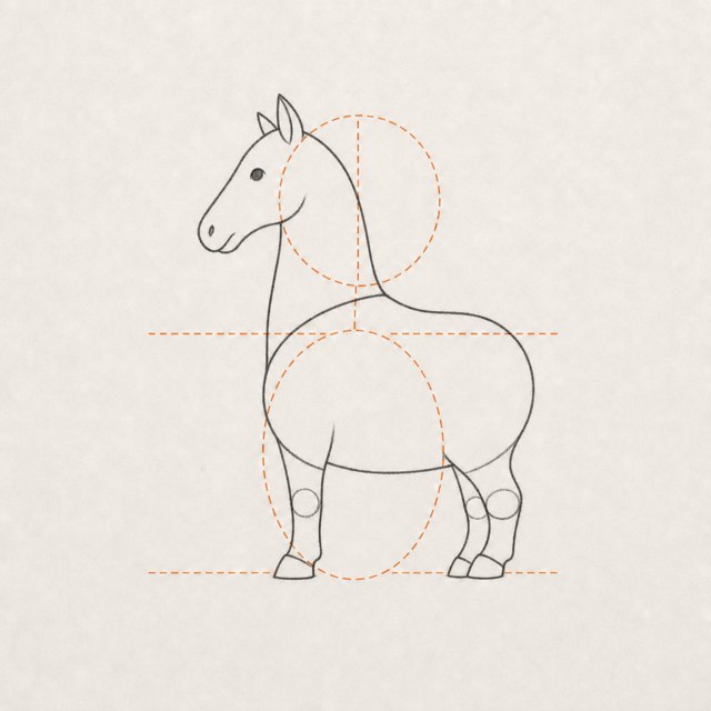 horse drawing at step 3