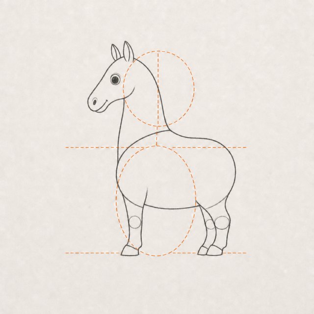 horse drawing at step 4