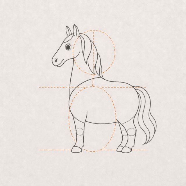 horse drawing at step 5