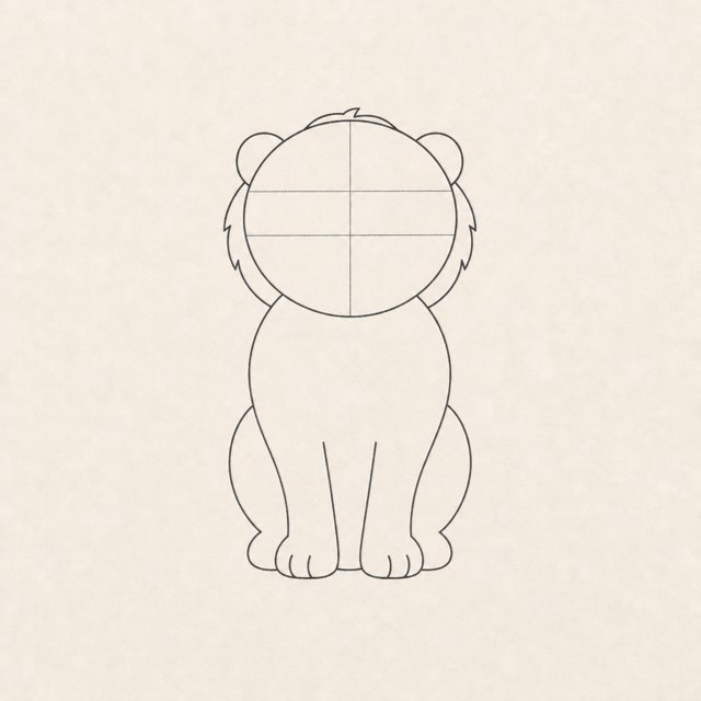 lion drawing at step 3