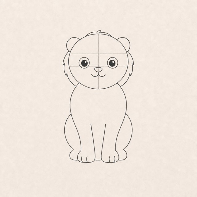 lion drawing at step 4