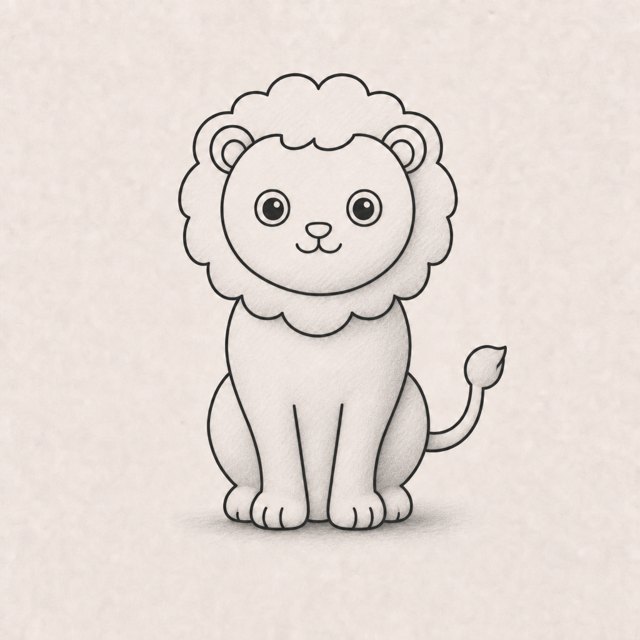 lion drawing at step 7
