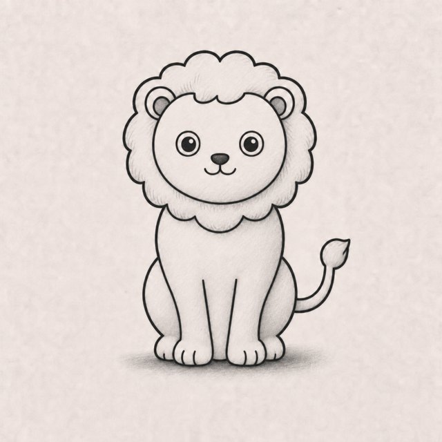 lion drawing at step 8
