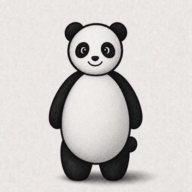 panda drawing at step 8