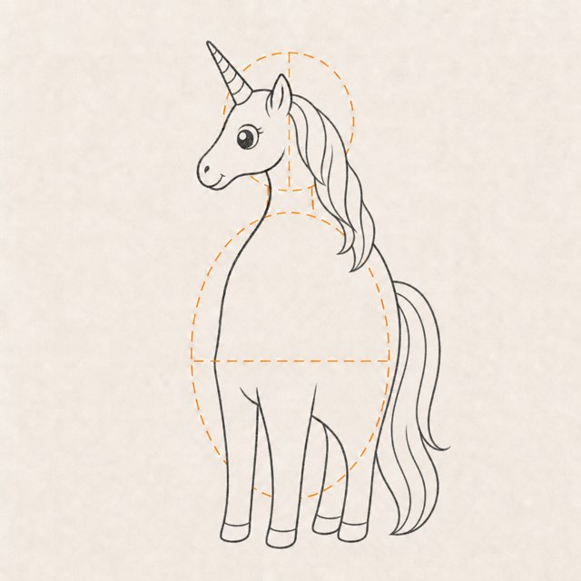 unicorn drawing at step 5