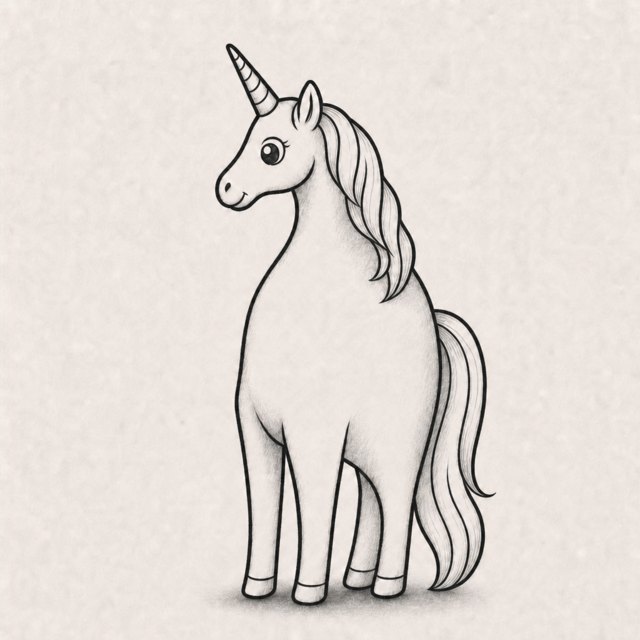 unicorn drawing at step 8