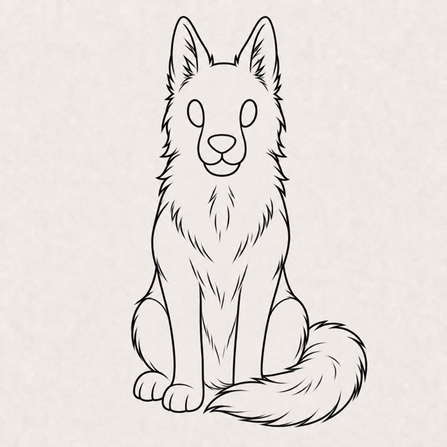 wolf drawing at step 6