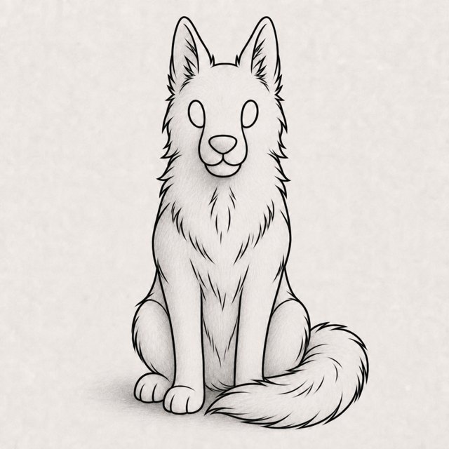wolf drawing at step 7