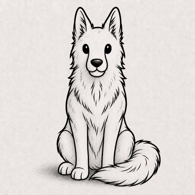 wolf drawing at step 8