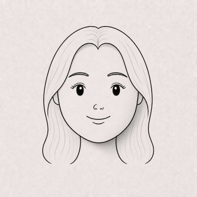 woman face drawing at step 8